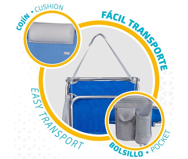 Conforama Silla De Playa 4 Posiciones Con Cojín Y Posavasos Aktive