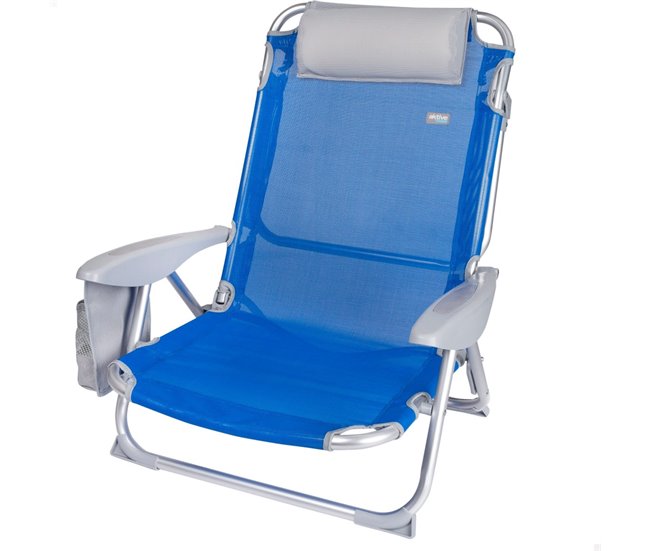 Conforama Silla de playa 4 posiciones con cojín y posavasos Aktive