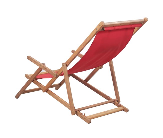 Conforama Silla De Playa Plegable De Tela Y Estructura De Madera Roja