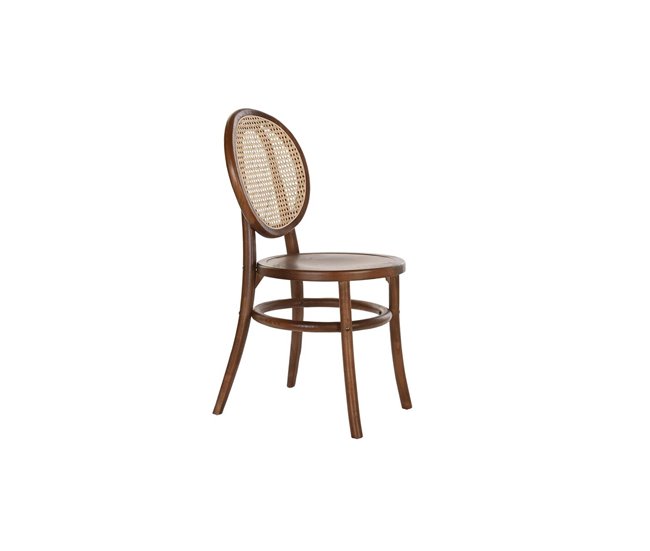 Conforama Silla DKD Home Decor Marrón oscuro Rejilla Ratán Olmo (43 x 43 x 89 cm)