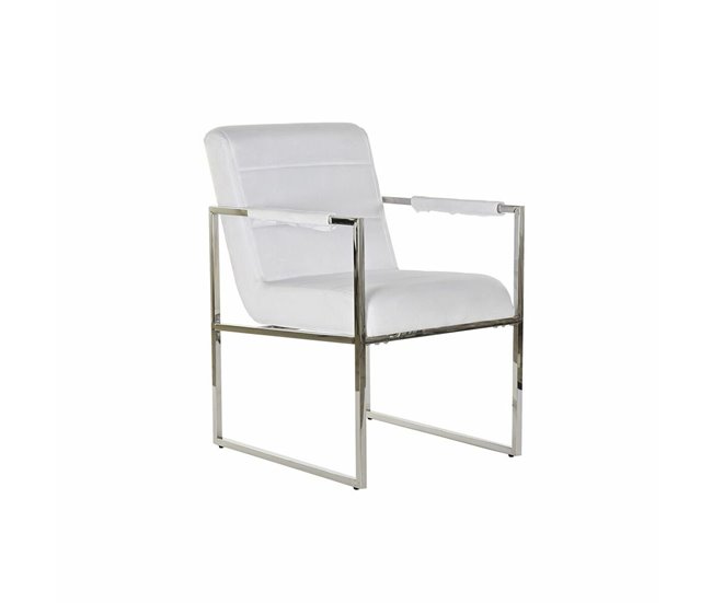 Conforama Silla DKD Home Decor Poliéster Acero Blanco (56 x 68 x 92 cm)