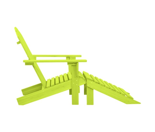 Conforama Silla Jardin Adirondack Con Otomana Madera Maciza Abeto Verde