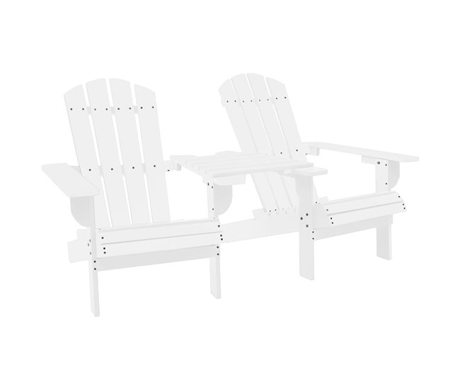 Conforama Silla Jardin Adirondack Y Mesita Madera Maciza De Abeto Blanca