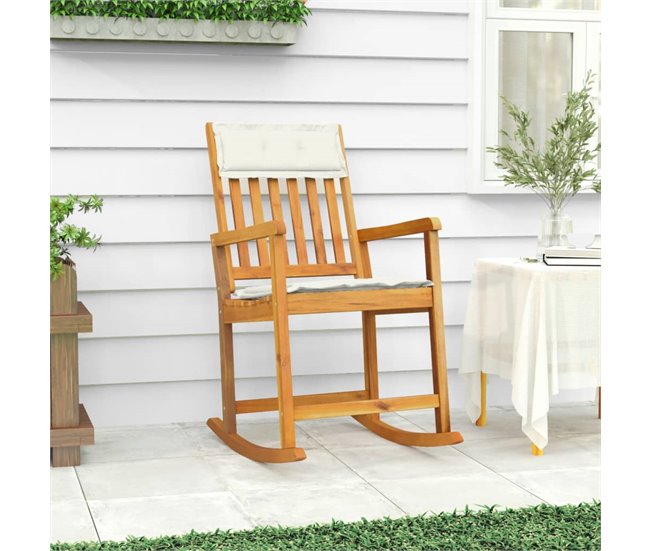 Conforama Silla Mecedora Con Cojines Madera Maciza Acacia