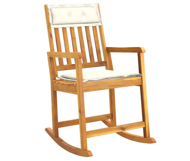 Conforama Silla mecedora con cojines madera maciza acacia