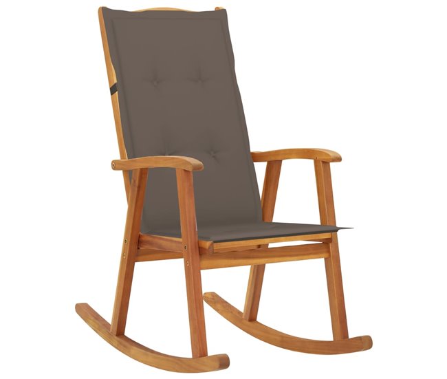 Conforama Silla mecedora con cojines madera maciza de acacia