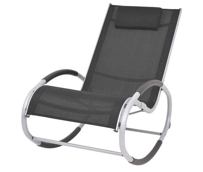 Conforama Silla Mecedora De Jardin De Textilene Negro