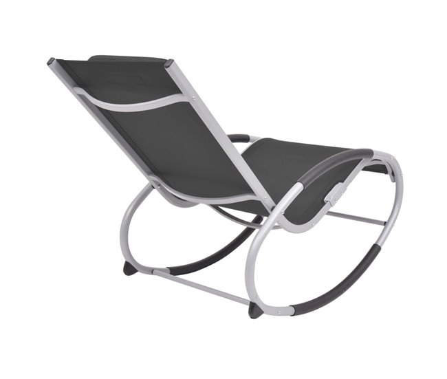 Conforama Silla Mecedora De Jardin De Textilene Negro