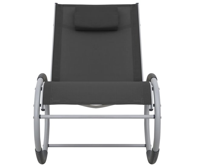 Conforama Silla mecedora de jardin de textilene negro