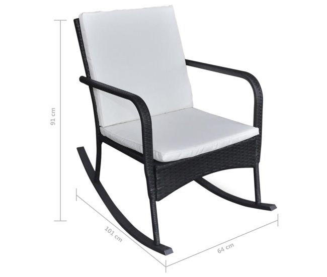 Conforama Silla Mecedora De Jardin Ratán Sintético Negro