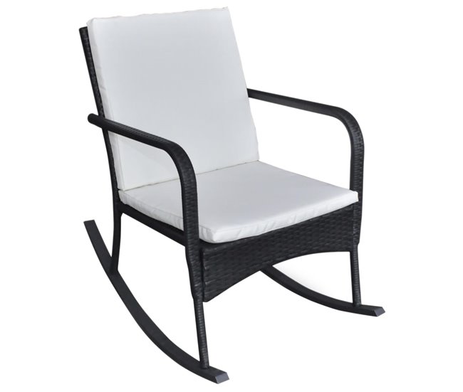 Conforama Silla mecedora de jardin ratán sintético negro