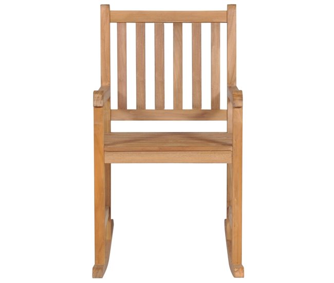 Conforama Silla Mecedora De Madera Maciza De Teca Con Cojin Azul