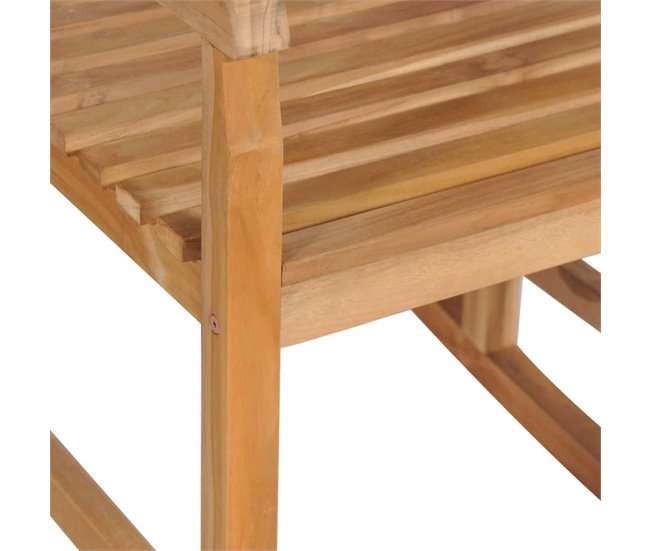Conforama Silla Mecedora De Madera Maciza De Teca Con Cojin Azul