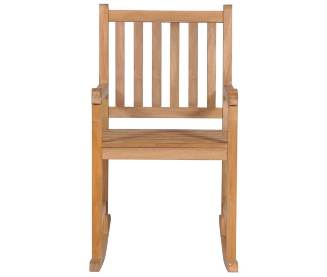 Conforama Silla Mecedora De Madera Maciza De Teca Con Cojin Azul