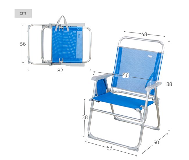 Conforama Silla Playa Plegable Fija Azul Aktive Beach