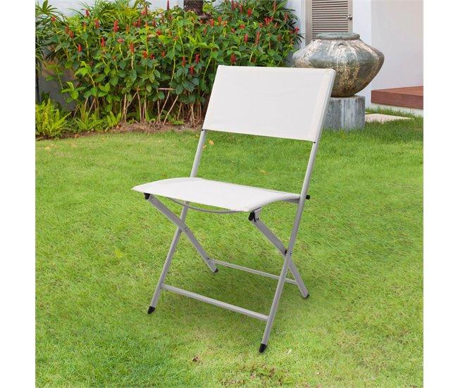 Conforama Silla Plegable Jardín Tejido Reforzado Blanca Aktive