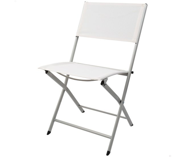 Conforama Silla plegable jardín tejido reforzado blanca Aktive