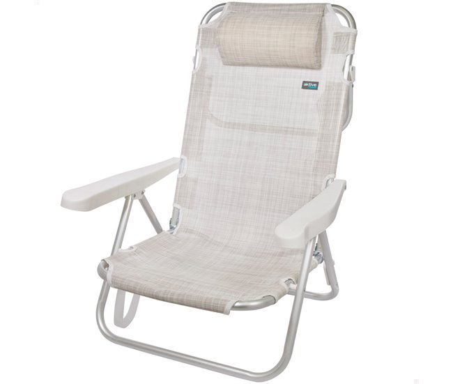 Conforama Silla plegable multiposición aluminio beige Aktive