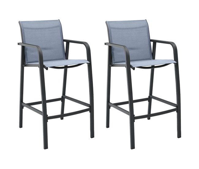 Conforama Sillas altas de jardin 2 unidades textilene gris
