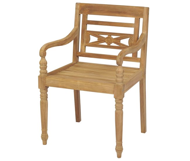Conforama Sillas Batavia 2 Unidades Madera De Teca Maciza
