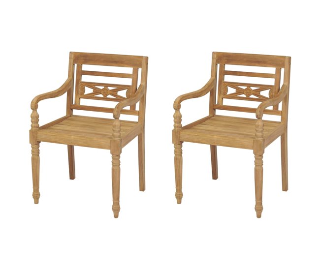 Conforama Sillas Batavia 2 unidades madera de teca maciza