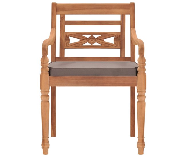 Conforama Sillas Batavia 2 Unidades Madera Maciza Teca Con Cojines Gris Oscuro