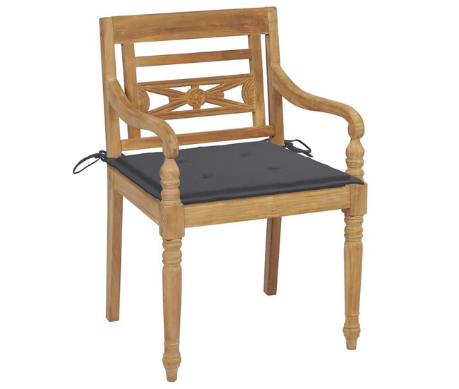 Conforama Sillas Batavia 6 Unidades Madera Maciza De Teca Con Cojines