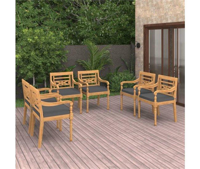 Conforama Sillas Batavia Con Cojines 6 Unidades Madera Maciza De Teca