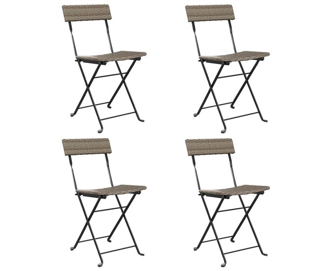 Conforama Sillas cafeteria plegables 4 unidades acero y ratán sintético gris