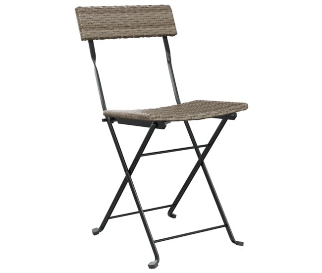 Conforama Sillas Cafeteria Plegables 6 Unidades Acero Y Ratán Sintético Gris