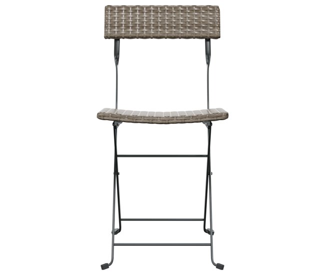 Conforama Sillas Cafeteria Plegables 6 Unidades Acero Y Ratán Sintético Gris