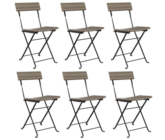 Conforama Sillas cafeteria plegables 6 unidades acero y ratán sintético gris