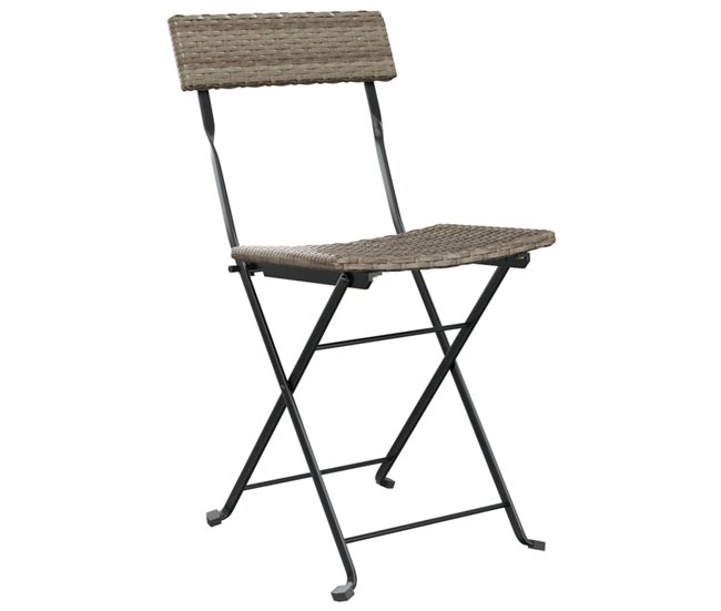 Conforama Sillas Cafeteria Plegables 8 Unidades Acero Y Ratán Sintético Gris