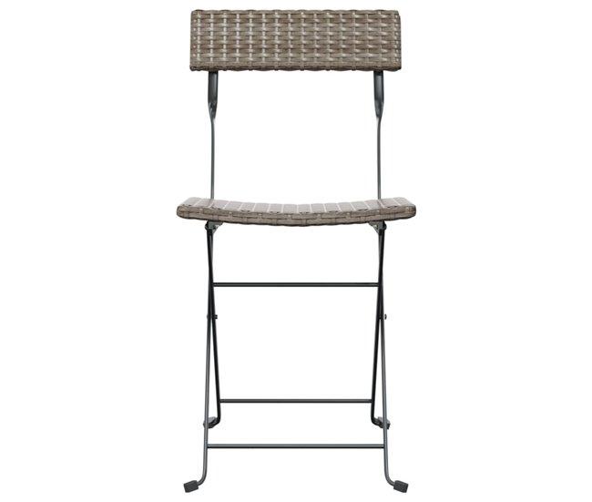 Conforama Sillas Cafeteria Plegables 8 Unidades Acero Y Ratán Sintético Gris