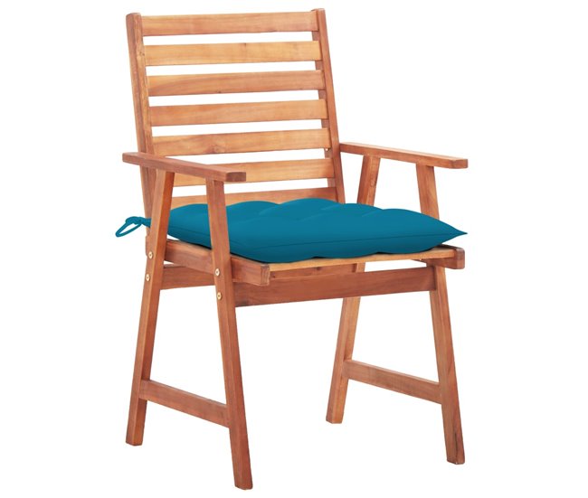 Conforama Sillas Comedor De Jardin 3 Unidades Madera Maciza Acacia Y Cojines