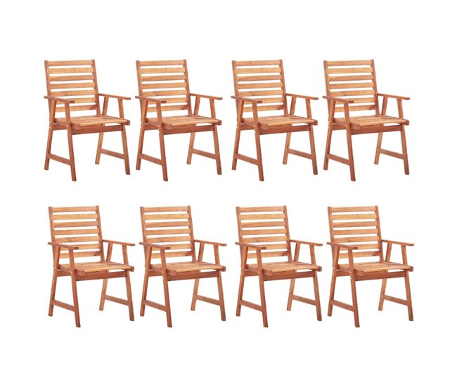 Conforama Sillas Comedor De Jardin Y Cojines 8 Unidades Madera Maciza Acacia