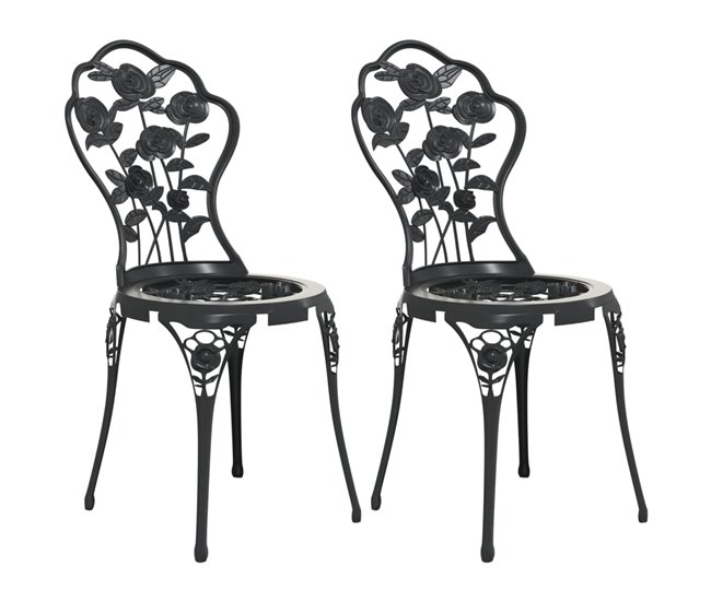 Conforama Sillas de bistró 2 unidades aluminio fundido negro