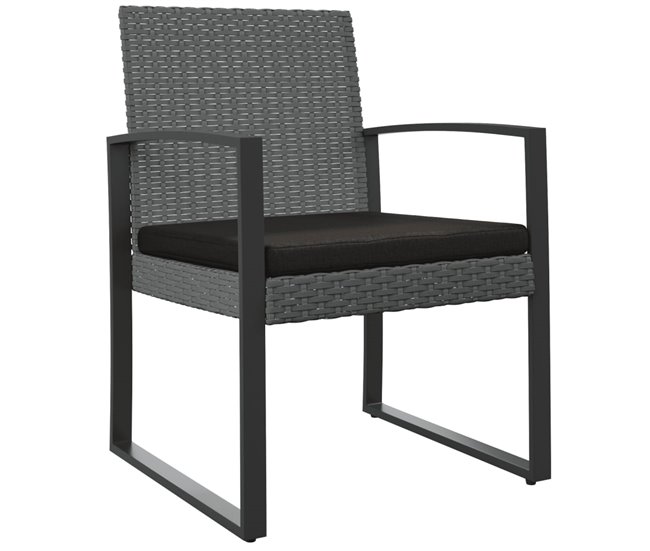 Conforama Sillas de comedor de jardin 2 unidades PP aspecto ratán gris oscuro
