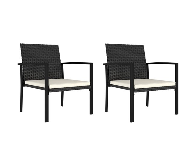 Conforama Sillas de comedor de jardin 2 unidades ratán sintético negro