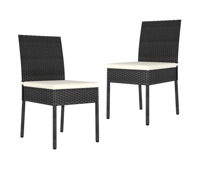 Conforama Sillas de comedor de jardin 2 unidades ratán sintético negro