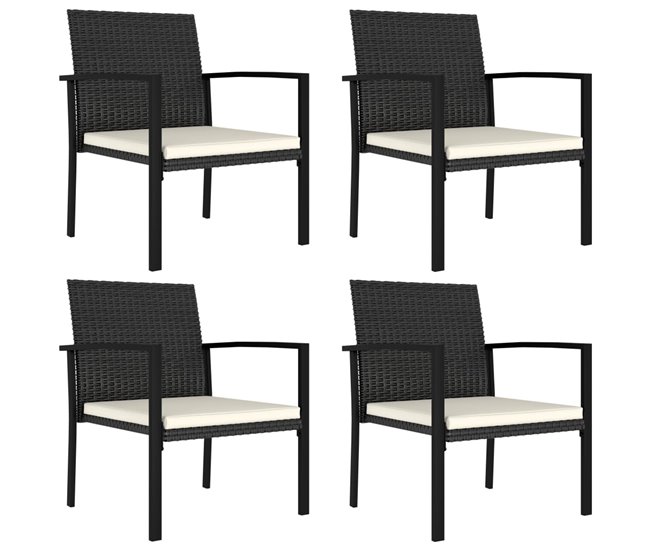 Conforama Sillas de comedor de jardin 4 unidades ratán sintético negro