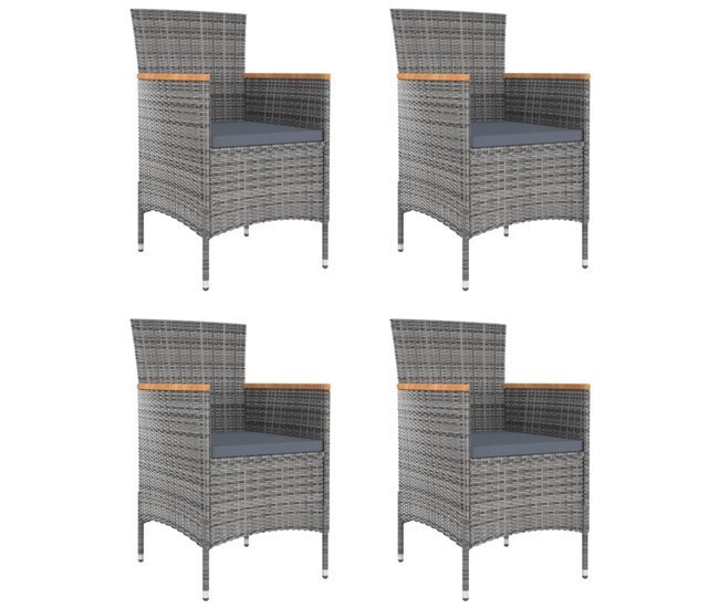 Conforama Sillas de comedor de jardin 4 unidades ratán sintético gris