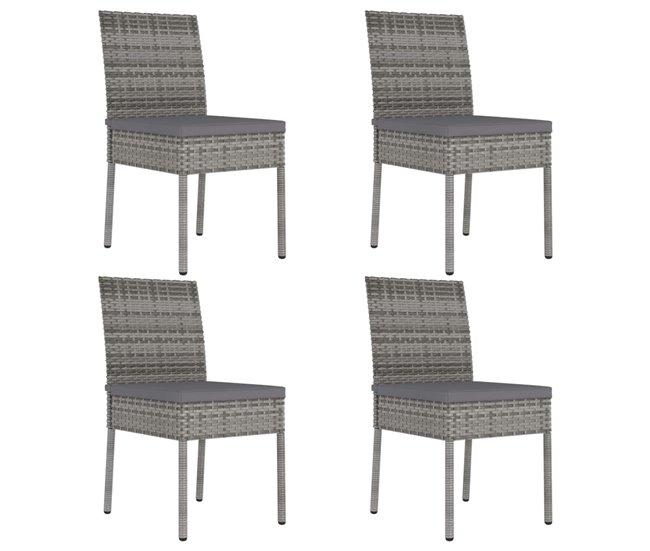 Conforama Sillas de comedor de jardin 4 unidades ratán sintético gris