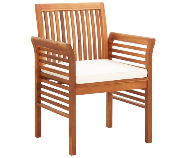 Conforama Sillas De Comedor De Jardin 8 Unidades Con Cojines Madera De Acacia