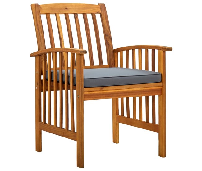 Conforama Sillas De Comedor Jardin 3 Unidades Con Cojines Madera Maciza Acacia