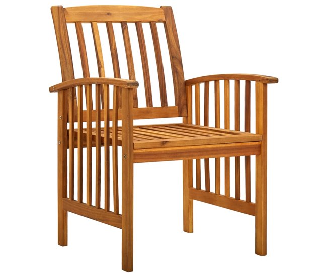 Conforama Sillas De Comedor Jardin 3 Unidades Con Cojines Madera Maciza Acacia