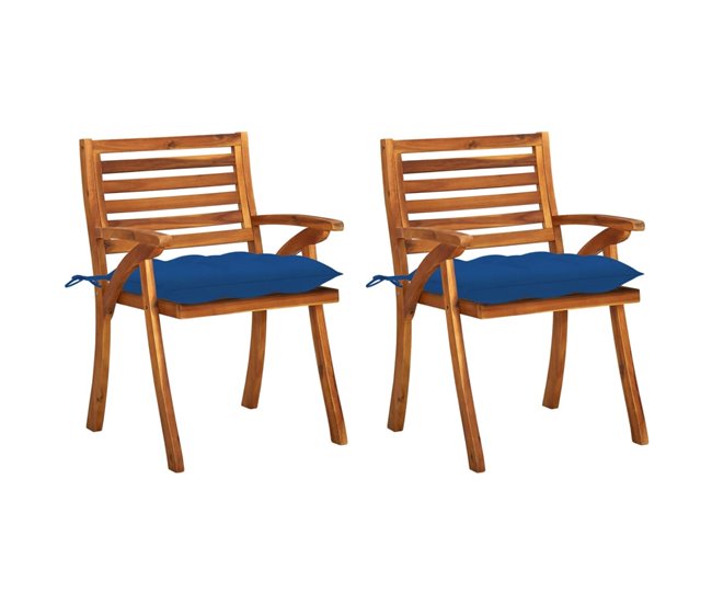 Conforama Sillas De Comedor Jardin Con Cojines 2 Unidades Madera Maciza Acacia