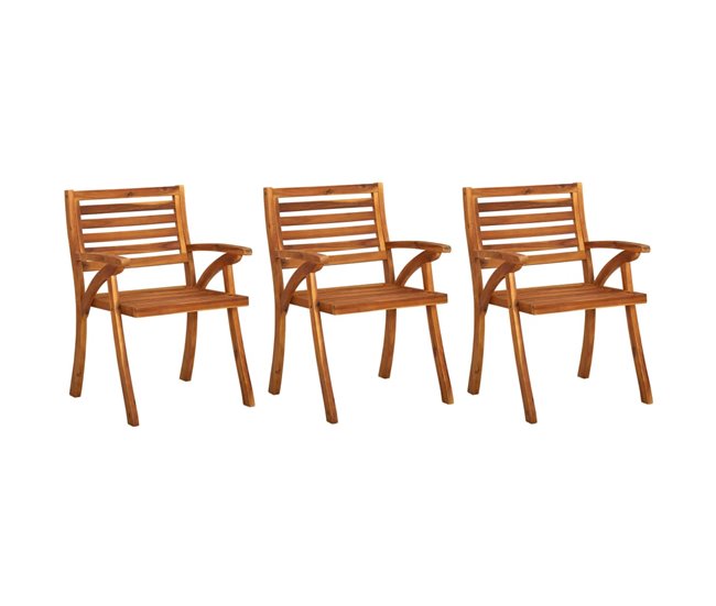 Conforama Sillas De Comedor Jardin Con Cojines 3 Unidades Madera Maciza Acacia