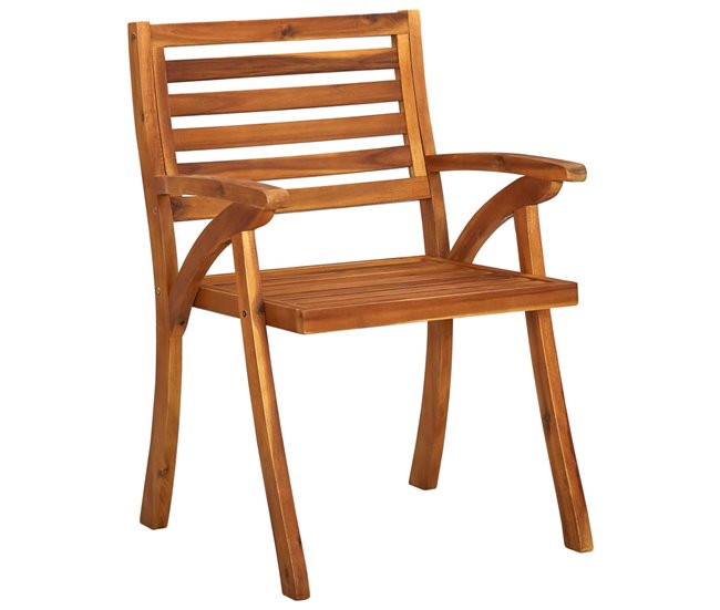 Conforama Sillas De Comedor Jardin Con Cojines 3 Unidades Madera Maciza Acacia