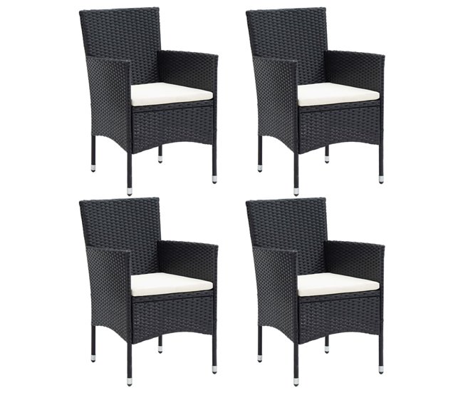Conforama Sillas de comedor para jardin 4 unidades ratán sintético negro